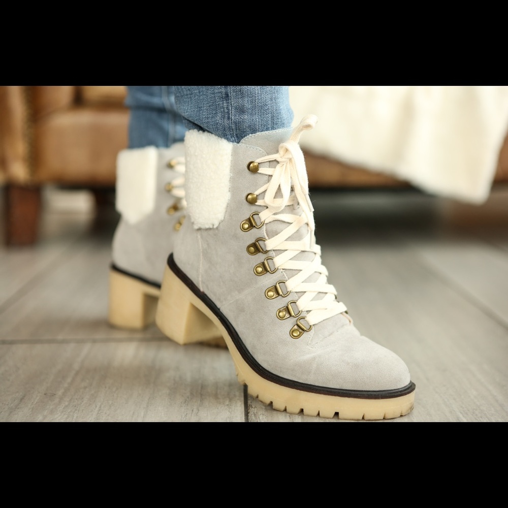 MONROE Shearling Lace-up Bootie